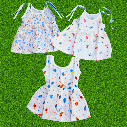 Girl baby- 3 dress combo | Organic cloth | 0-3 months