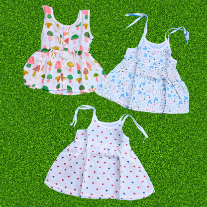 Girl baby- 3 dress combo | Organic cloth | 0-3 months