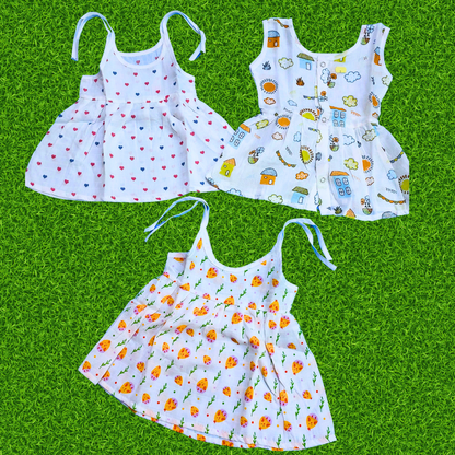 Girl baby- 3 dress combo | Organic cloth | 0-3 months