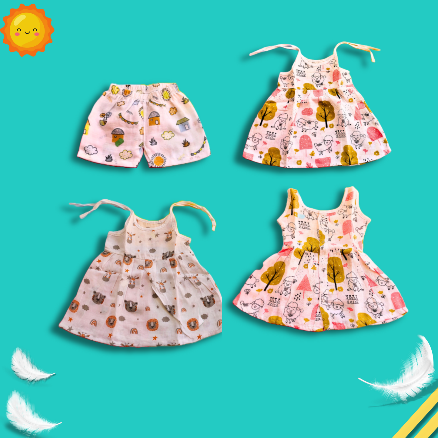 Girl baby dress combo | 4 piece at 499 |  3 to 6 months